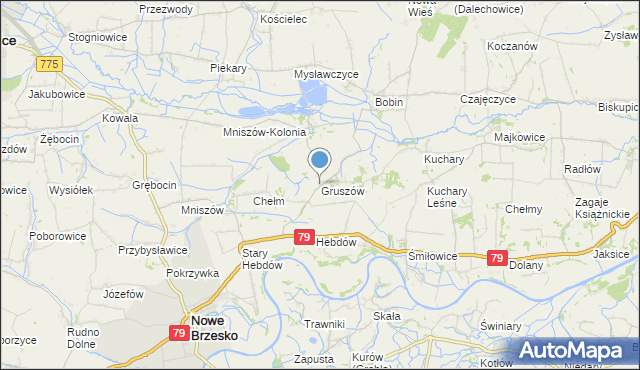 mapa Gruszów, Gruszów gmina Nowe Brzesko na mapie Targeo
